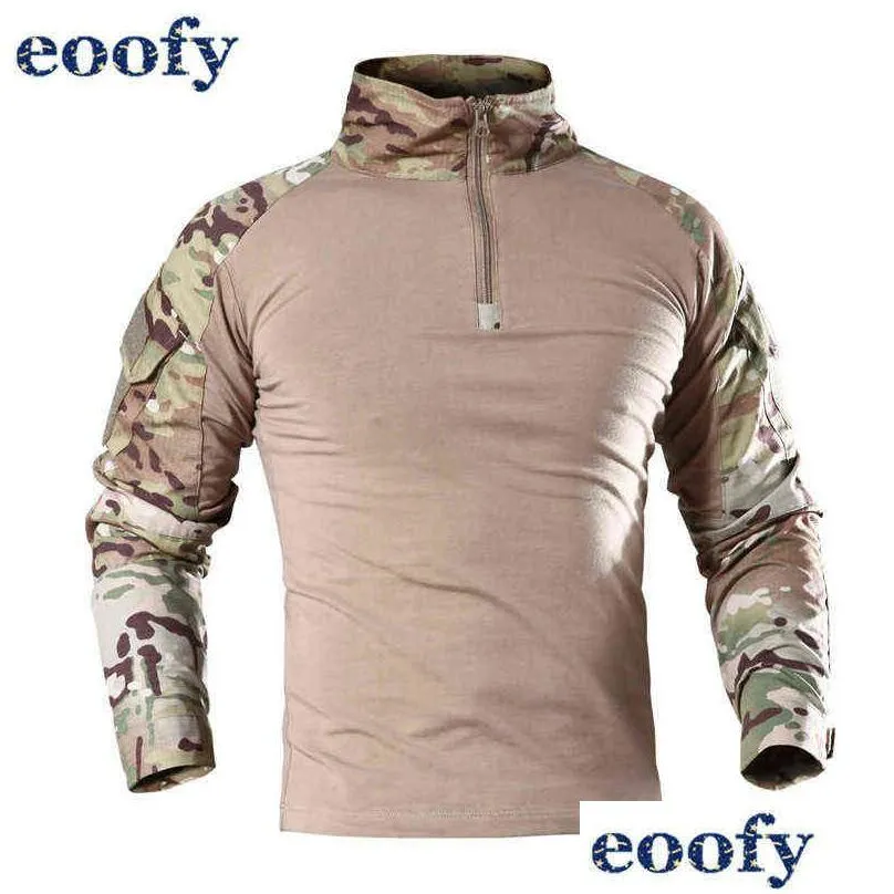 male military uniform tactical long sleeve t shirt men camouflage army combat shirt airsoft paintball clothes multicam shirt top h1223