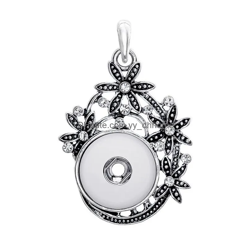 fashion crystal snap button necklace 18mm ginger snaps buttons charms with stainless steel chain necklaces for women jewelry