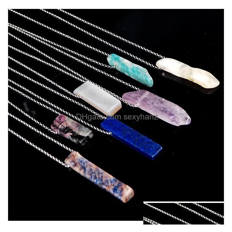 natural stone necklace irregular tigers eye opal white pink purple crystal pendant necklace for women jewelry