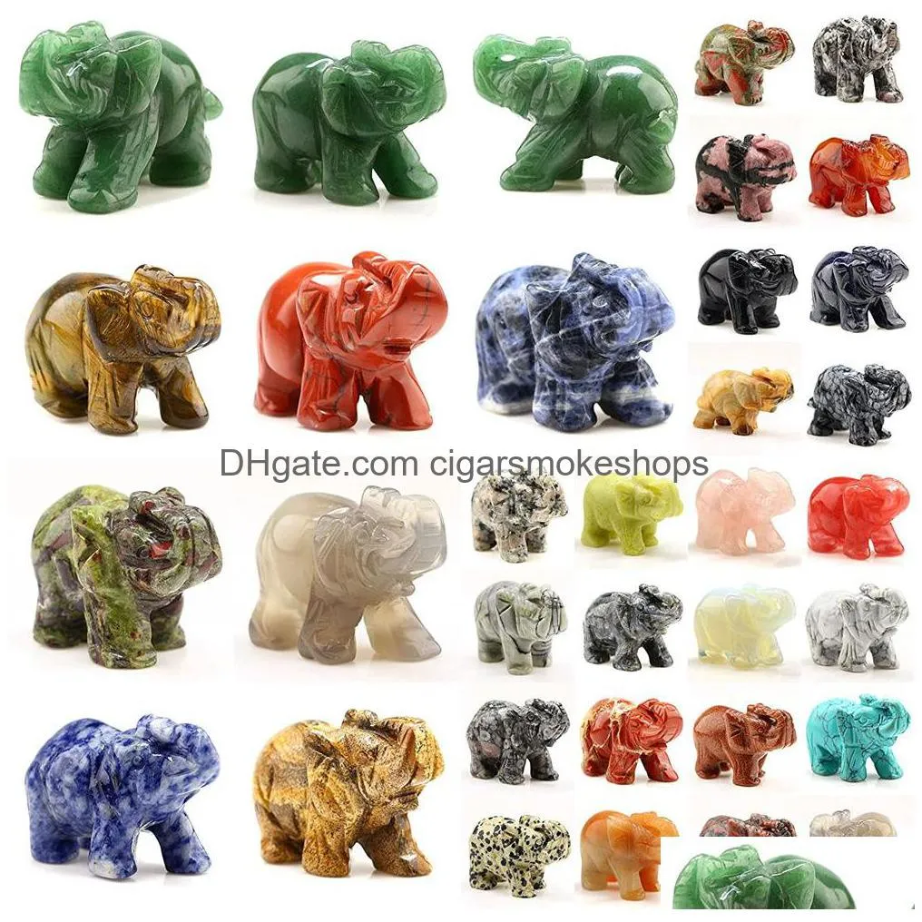 wholesale party favor carved healing crystals gemstones pocket statues elephant statue figurine collectible decor 1.5 inches for gifts