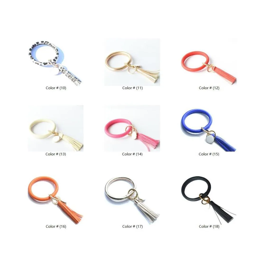 70 colors fashion party favor multiple designs sun flower pattern key chain leather wrap tassels bracelets keychain wristlet bracelet tassel round bangle