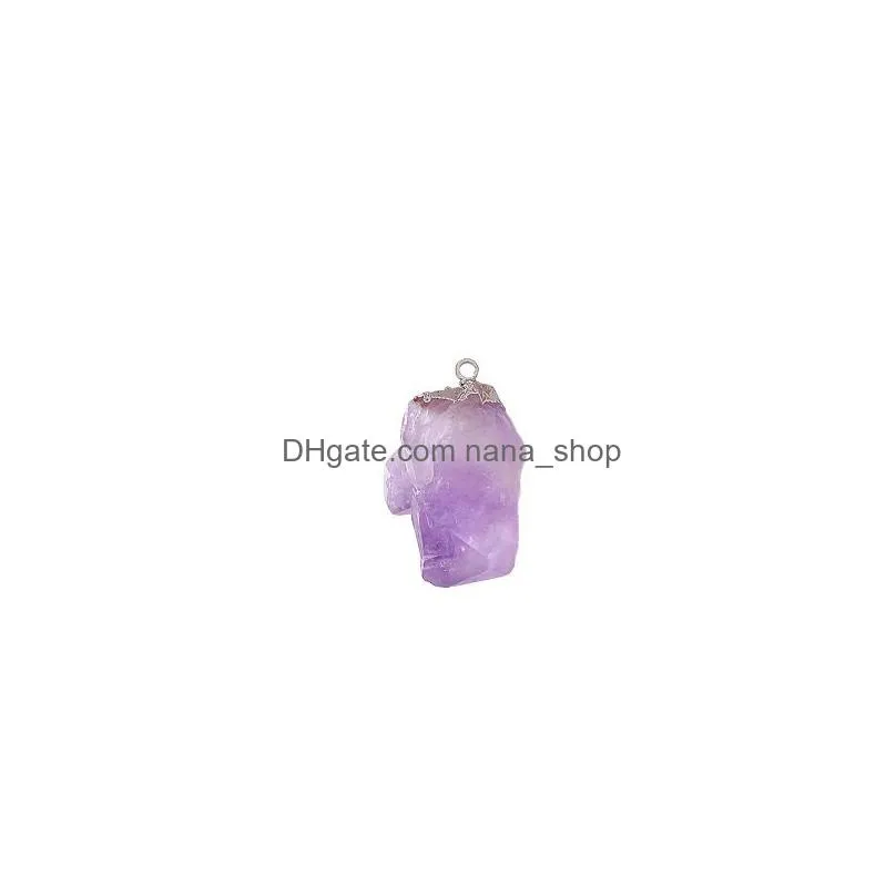 natural crystal irregular rough stone pendants charms amethyst pendant for necklace jewelry acc