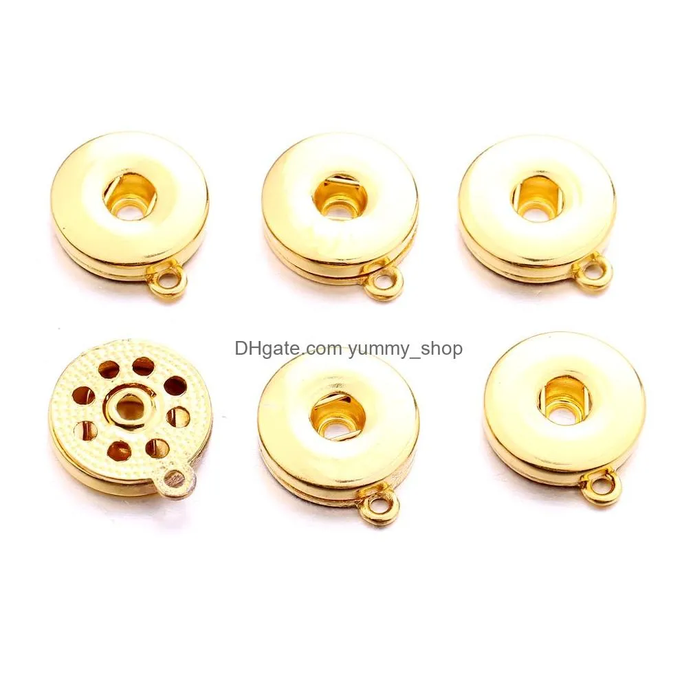 silver gold alloy 18mm ginger snap button base charms pendants for snaps bracelet earrings necklace diy jewelry accessory