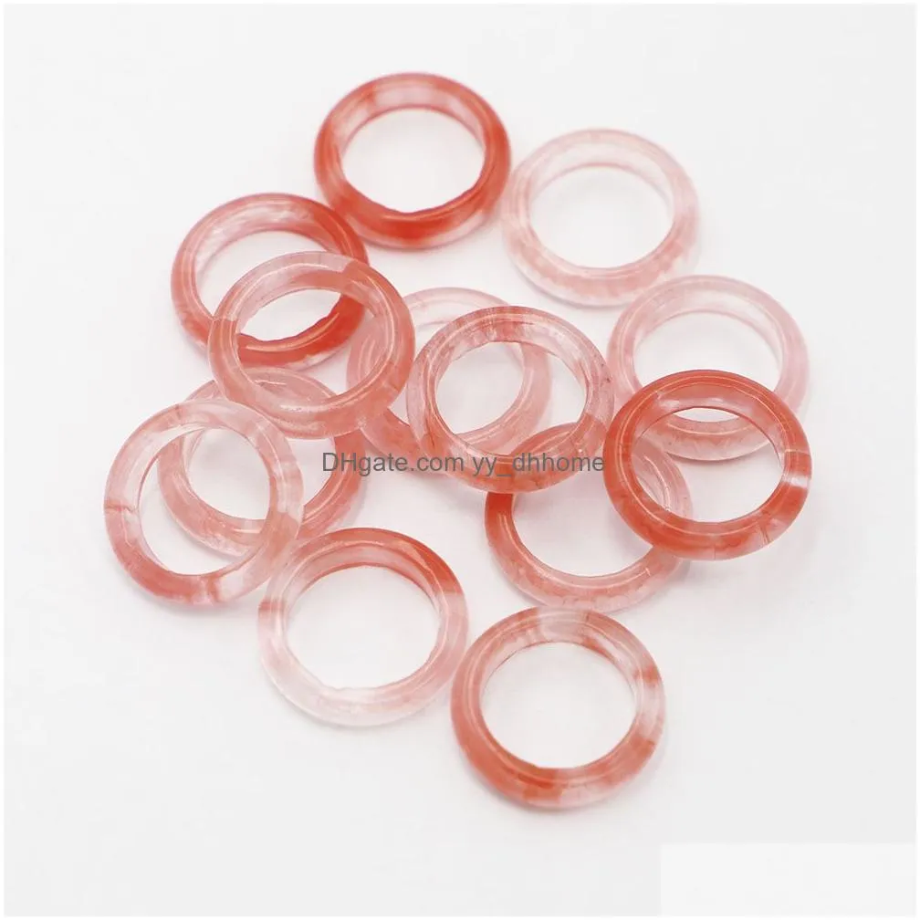 6mm natural stone cherry quartz rings unisex created circle finger reiki jewelry gifts