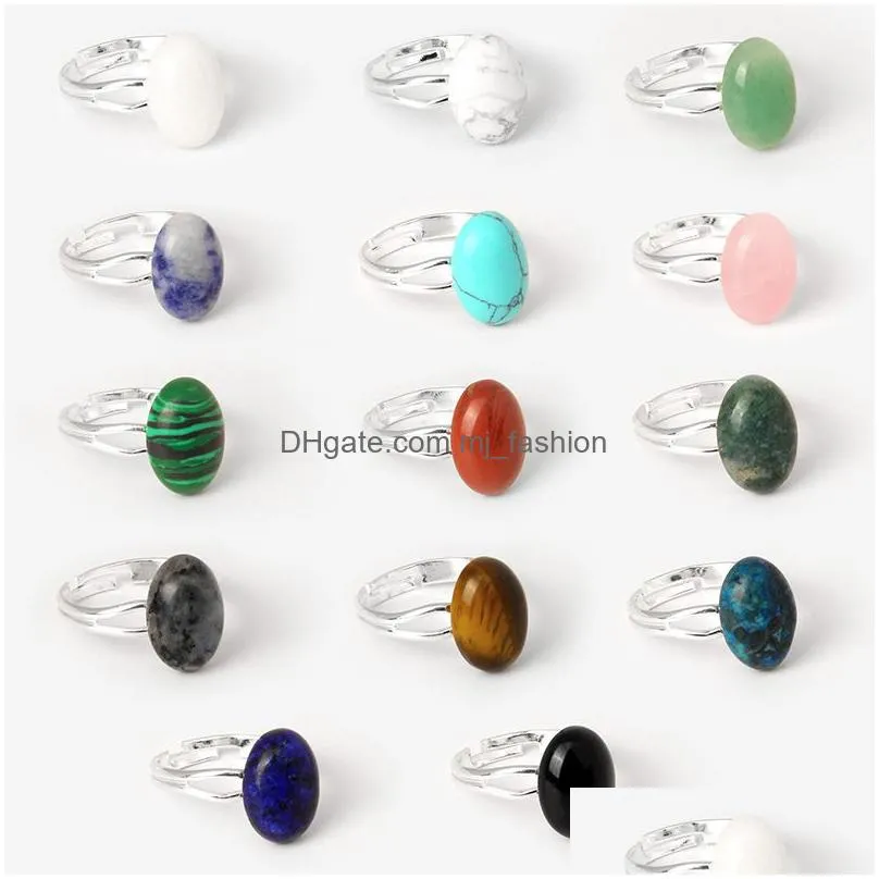 natural stone ring silver color agates rings for women reiki healing crystal handmade ring trendy jewelry party gift