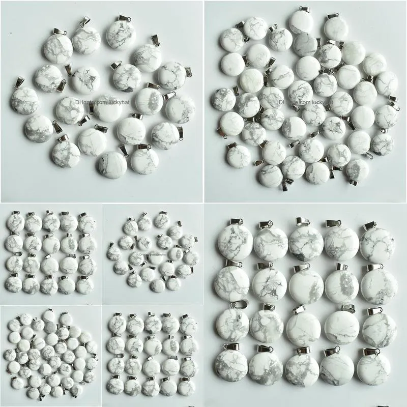 natural stone charms round howlite pendant turquoise pendants chakras gem stone fit diy earrings necklace making assorted