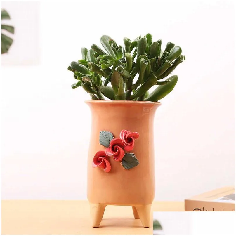 planters pots three-dimensional flower kneading ceramic succulent flowerpot handmade high style painted small basin container