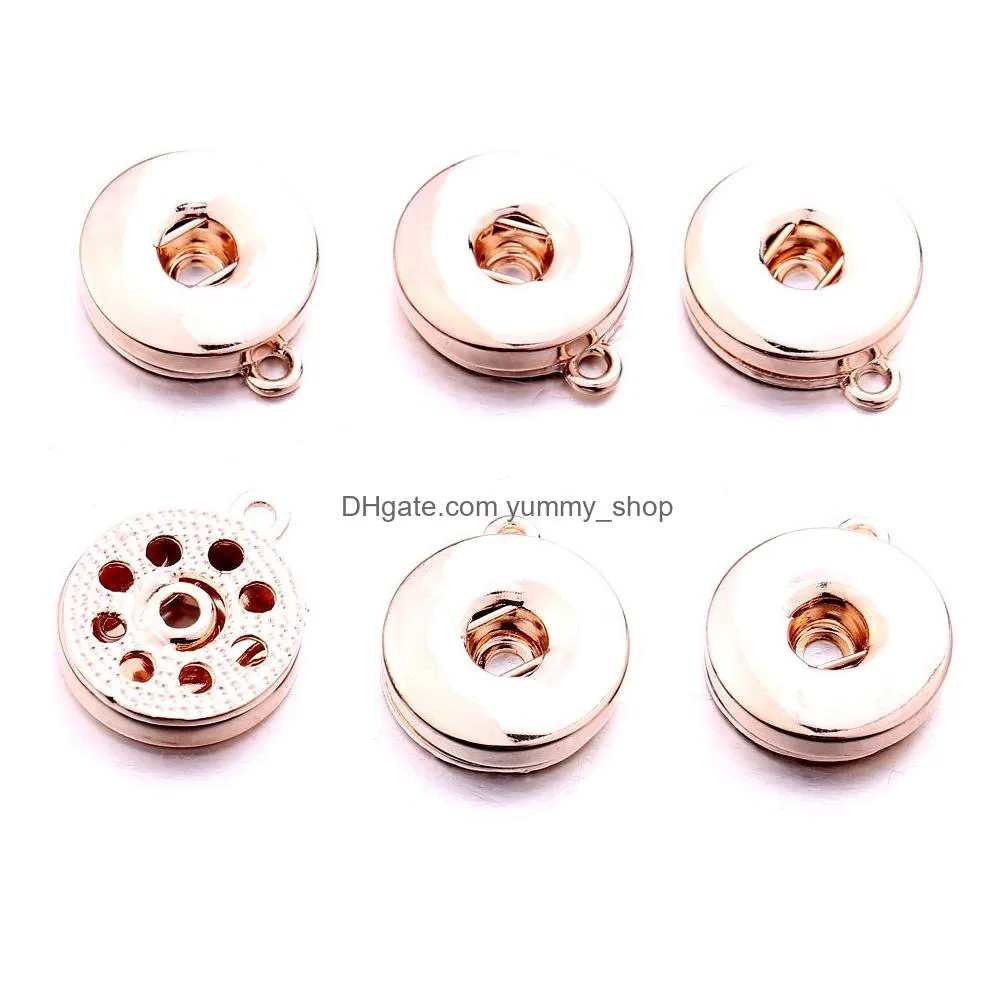 silver gold alloy 18mm ginger snap button base charms pendants for snaps bracelet earrings necklace diy jewelry accessory