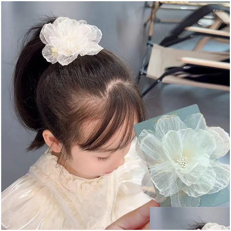 hair accessories 1pc children organza simulated floral hairgrips lovely girls hairpins clips kids headwear baby