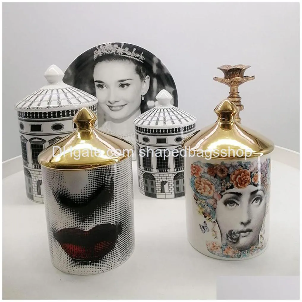 ceramic candle holders 14 9 5 8cm lady face jar diy empty candles holder beauty dressing brush pen box with lid ceramic storage ti225u