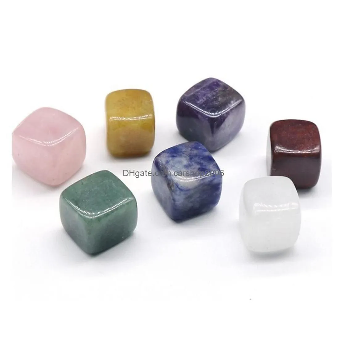 natural stone chakra squares rose quartz amethyst agate tiger powder crystal white crystal yoga meditation energy stone