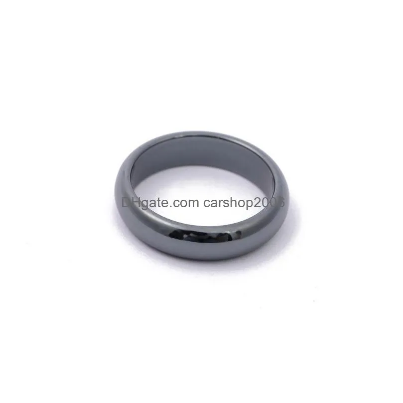 6mm high quality hematite rings not magnetic women party jewelry smooth cut face black friend gift anillos accessories