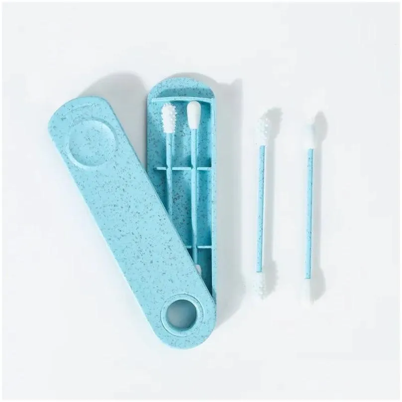 home reusable silicone swab recycling silicone buds swabs sticks with box for ear cleaning cosmetic makeup