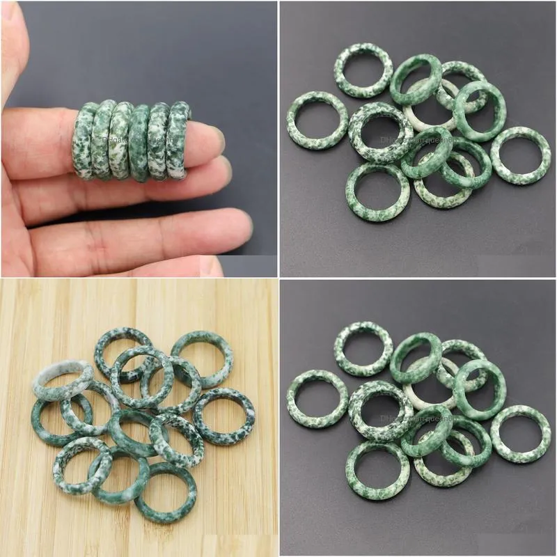 6mm natural stone green point rings uni created circle finger reiki women jewelry gifts