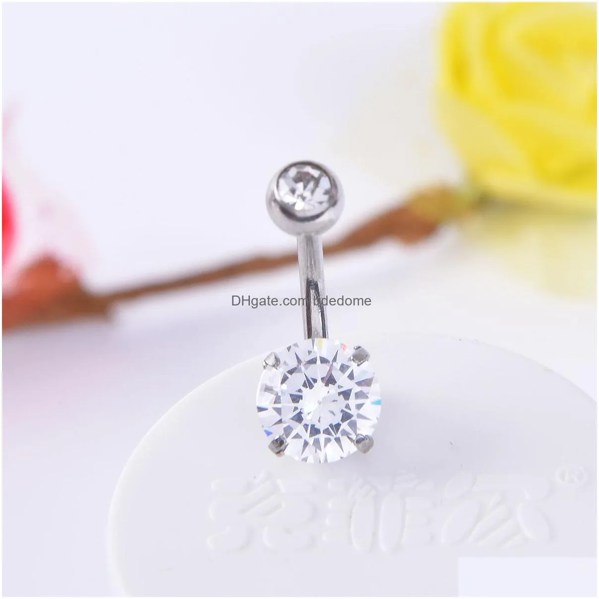 cute zircon crystal body jewelry stainless steel rhinestone navel bell button piercing rings for women gift black color