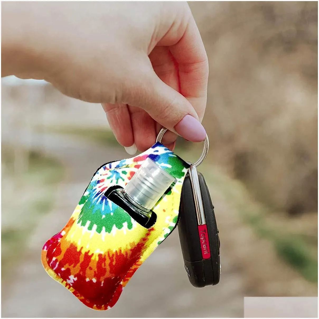 sunflower neoprene baseball softball keychains hand sanitizer bottle 30ml portable mini alcohol bottles holders key rings pendants key