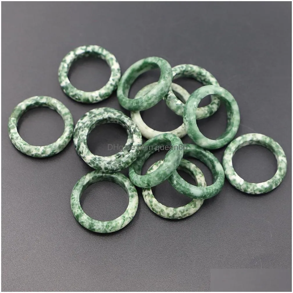 6mm natural stone green point rings uni created circle finger reiki women jewelry gifts