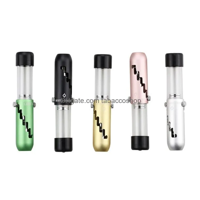 portable chipman smoking pipes mj420 spring loaded dry herb kit with 17mm diameter aluminum twisty glass blunt vaporizer smoking pipe