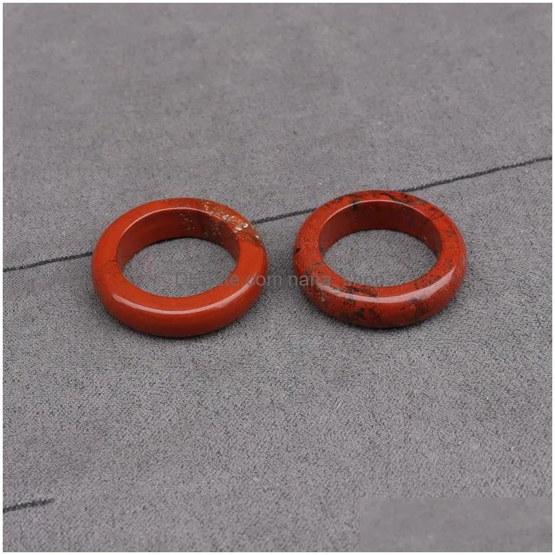 natural stone wide 6mm red jasper finger rings uni created circle reiki women jewelry gifts