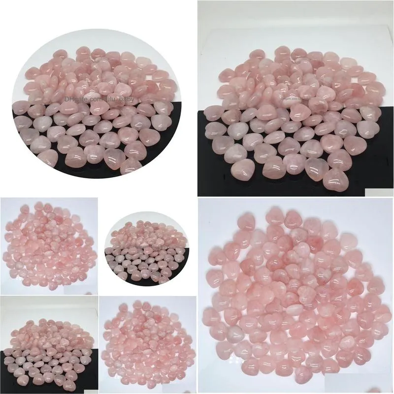 natural stone 25mm heart pink rose quartz crystal minerale gemstone reiki home decoration