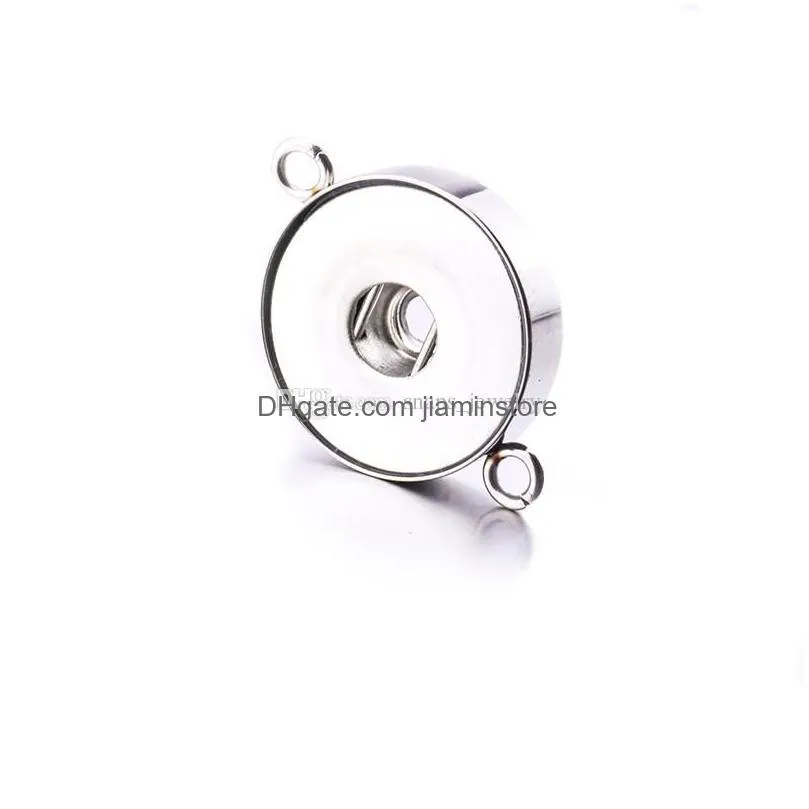 two ears stainless steel 18mm snap button charms base accessories findings metal buttons to make diy bracelet necklace snaps jewelry