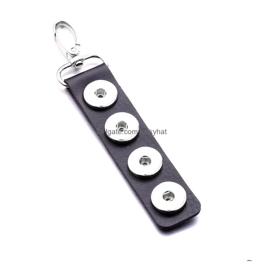 11colors rectangle pu leather keychain jewelry 18mm snap buttons key pendant chain car bag snaps keyring