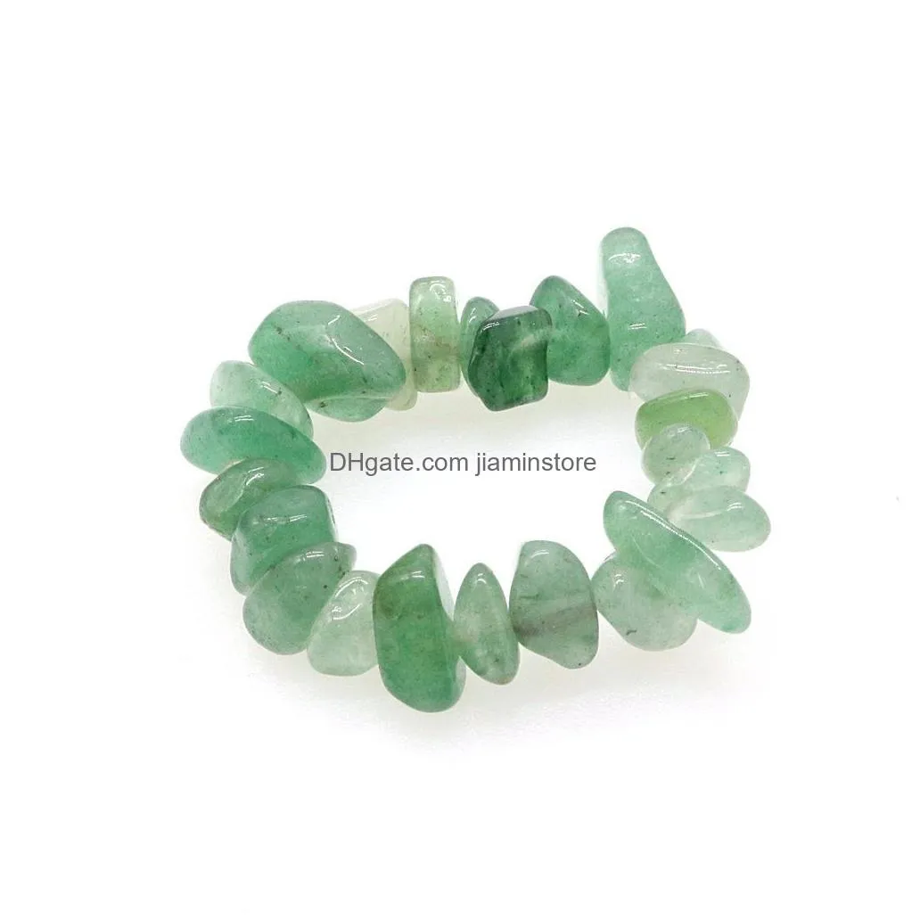 elastic natural gem stone rings irregular crystal stretch chip beads nuggets ring quartz wristband for women