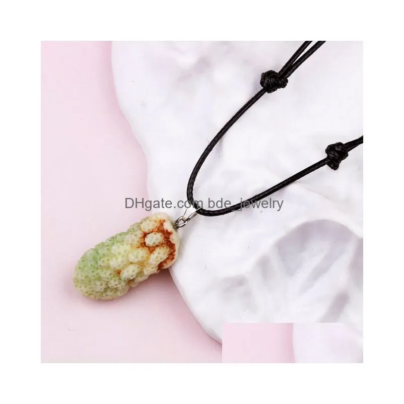 natural coral stone pendants irregular colourful sea coral pendant necklace adjustable chain necklaces men women jewelry gift