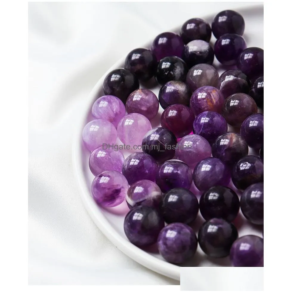 natural stone 15mm amethyst ball bead palm quartz mineral crystal tumbled gemstones hand piece home decoration accessories gift