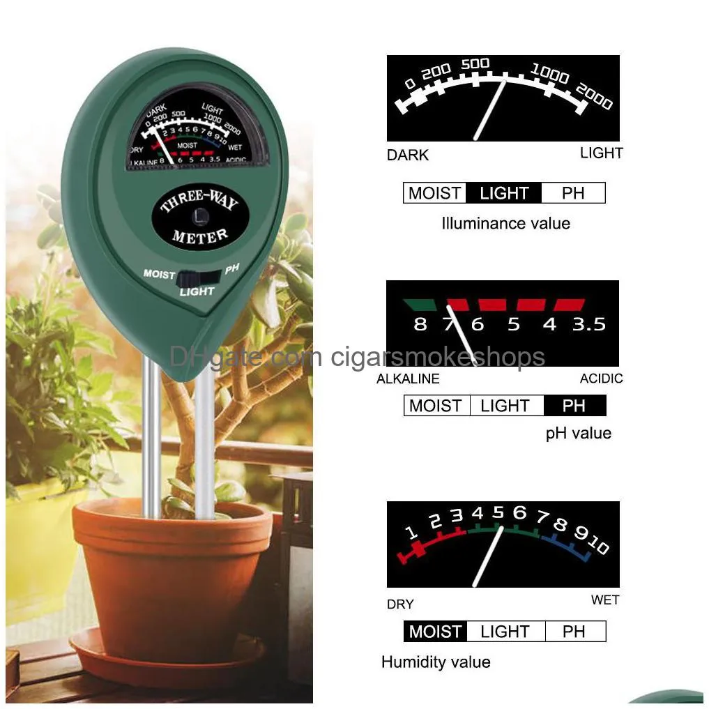 garden supplies soil tester 3-in-1 plant moisture meter light ph monitor detector home garden lawn farm indoor outdoor use phjk2301