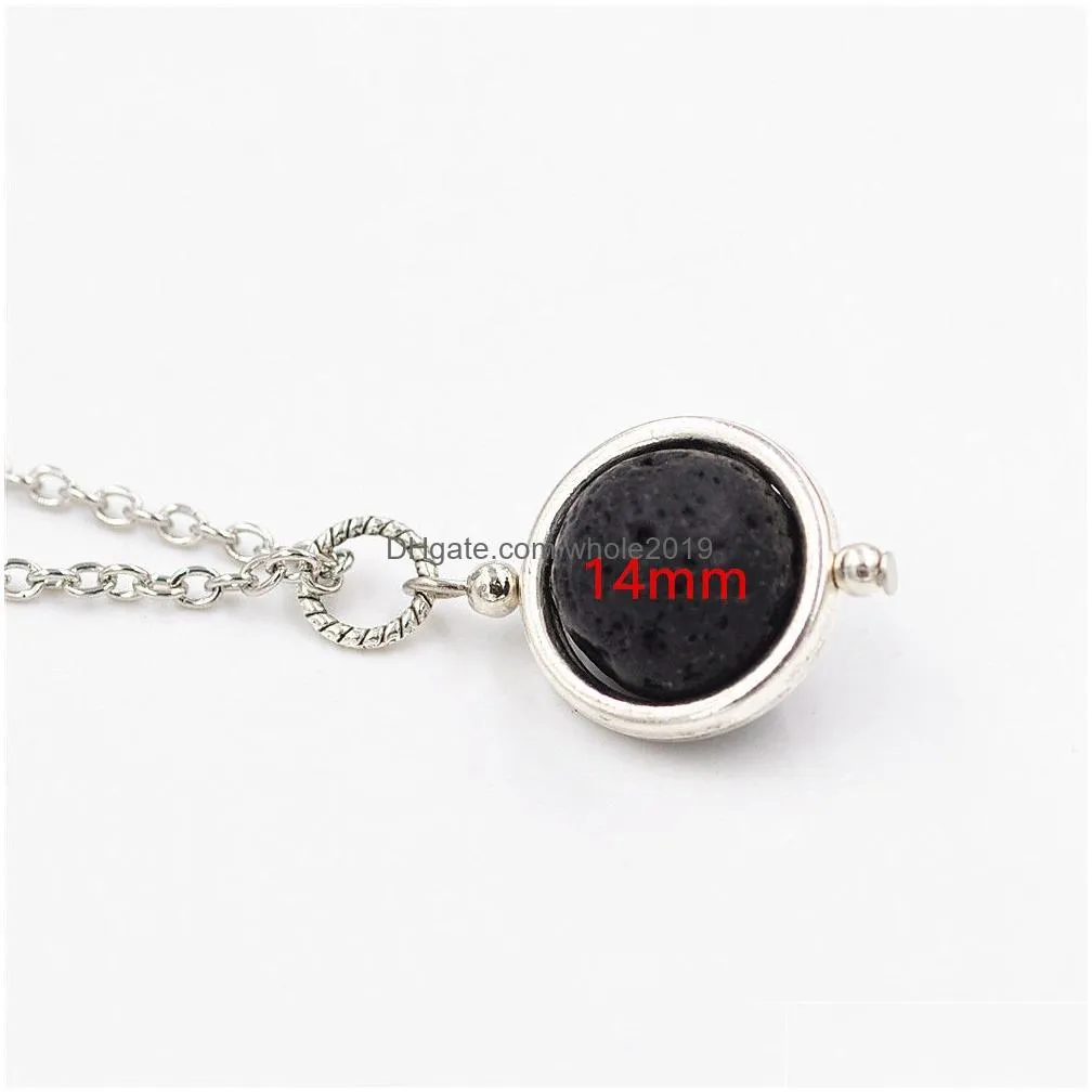 fashion 14mm lava stone bead necklace volcanic rock aromatherapy essential oil diffuser necklace for women jewelry