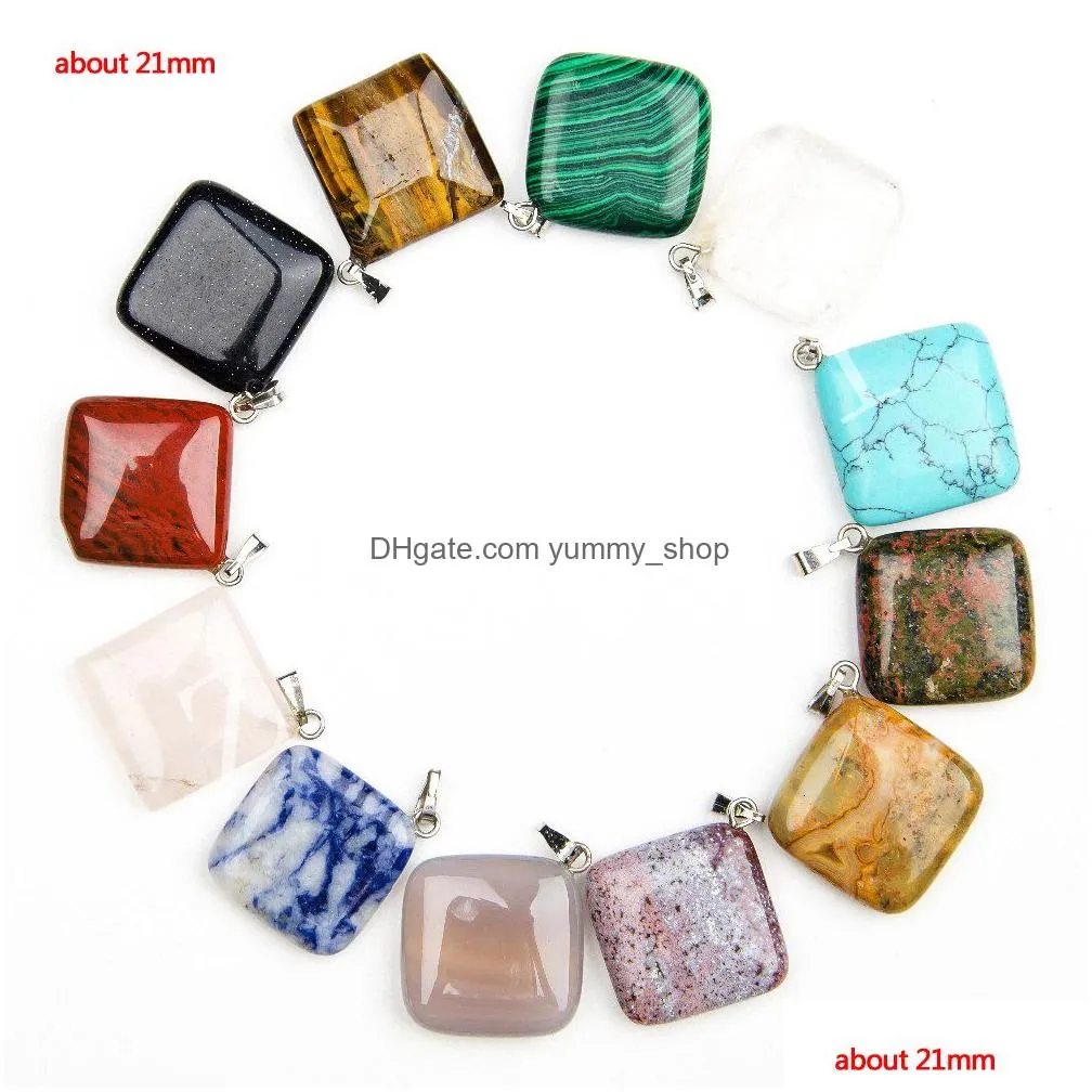 fashion healing crystals point turquoise amethyst rose quartz chakra heart moon natural stone pendants charms for stone