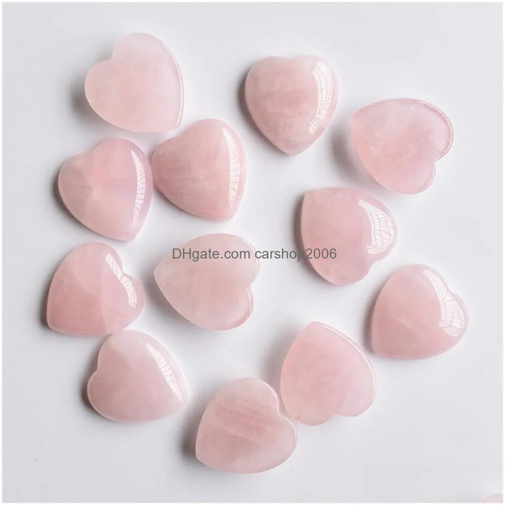 natural stone 25mm heart loose beads opal rose quartz tigers eye turquoise cabochons flat back for necklace ring earrrings jewelry