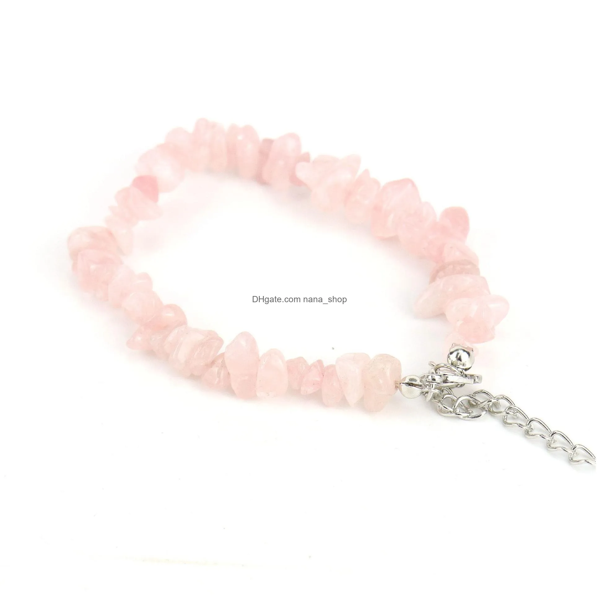 natural gem stone bracelet irregular crystal stretch chip beads link chain bracelets bangles quartz wristband for women