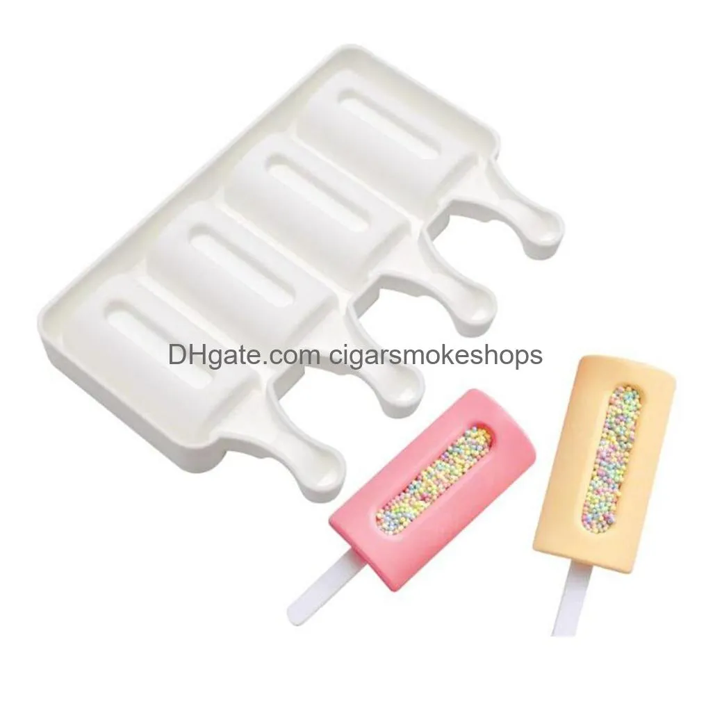 4 cells food grade silicone ice cream molds ice lolly moulds zer ice cream bar molds popsicle maker