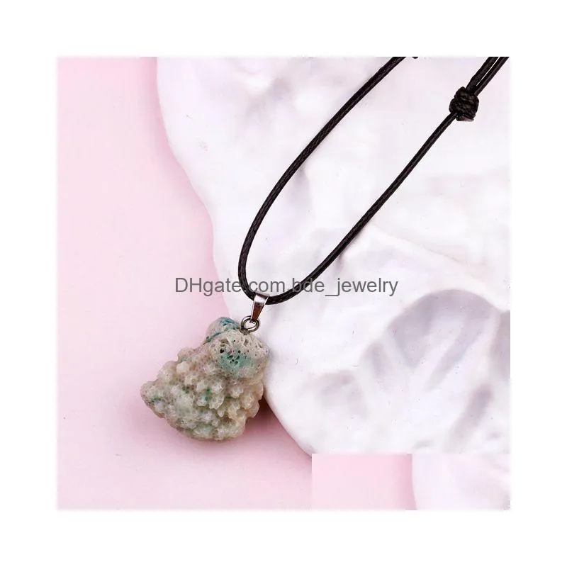 natural coral stone pendants irregular colourful sea coral pendant necklace adjustable chain necklaces men women jewelry gift