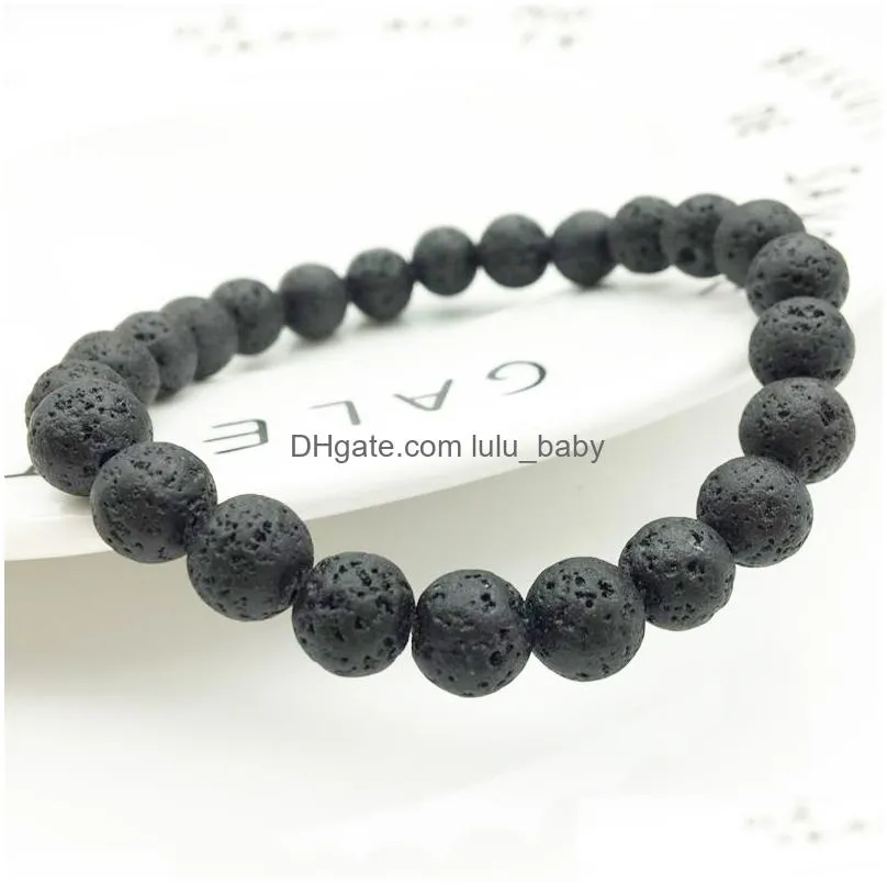 fashion 8mm natural black lava stone bead bracelet aromatherapy  oil diffuser bracelet for women men