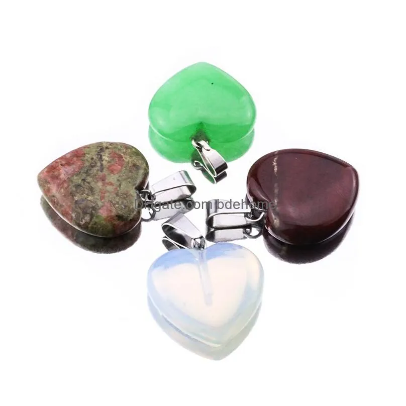 natural stone necklace heart love shape turquoise opal druzy drusy pendant necklace for women