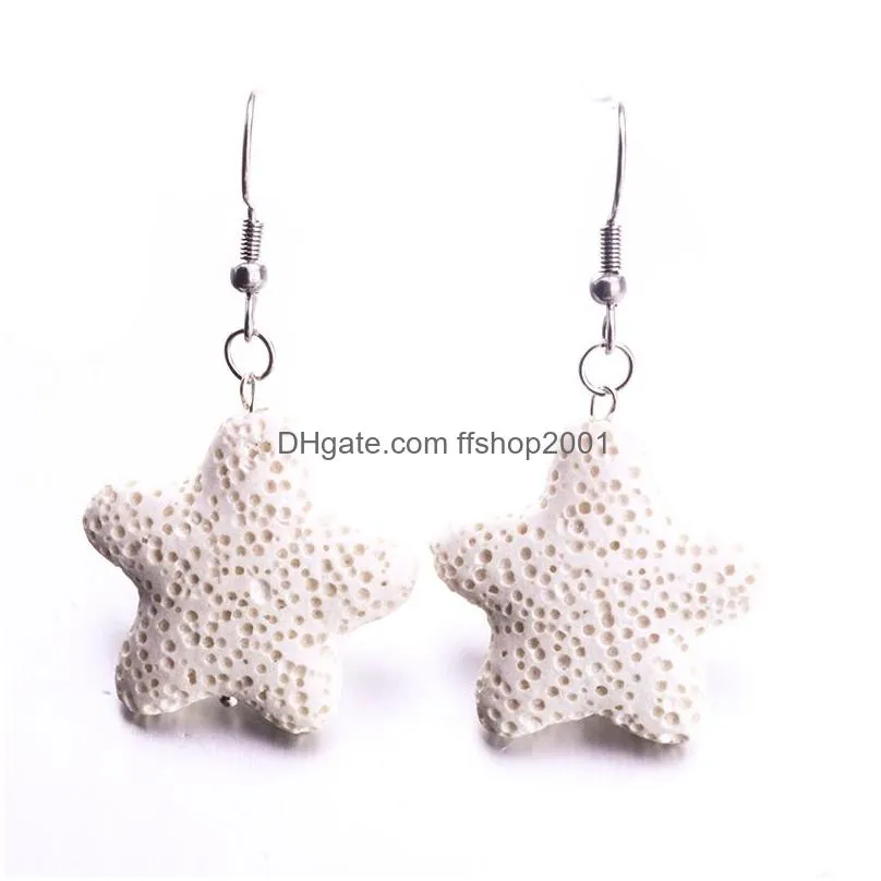 11colors starfish lava stone earrings diy aromatherapy  oil diffuser dangle earings jewelry for women