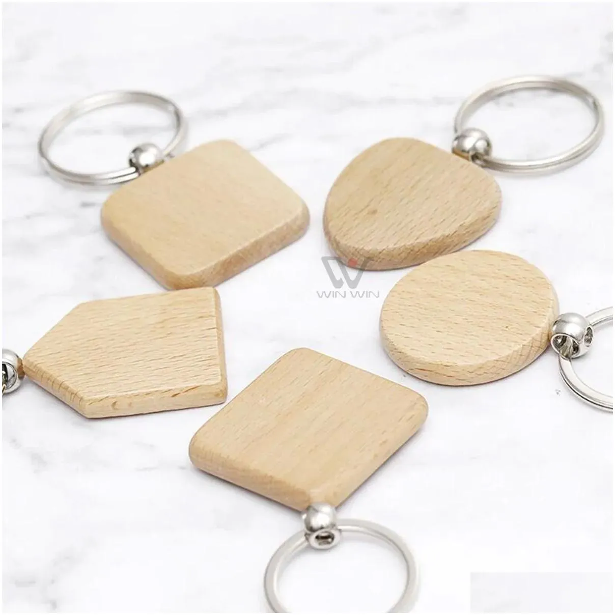 blank round rectangle wooden key chain diy pendant wood keychain keyring tags for birthday christmas gifts fy5473 ss1207