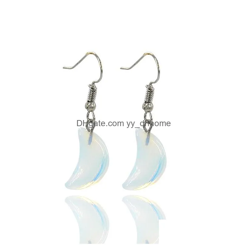  simple charm drop dangle earrings womens earrings lovely small moon shaped moonstone crystal sea opal earring