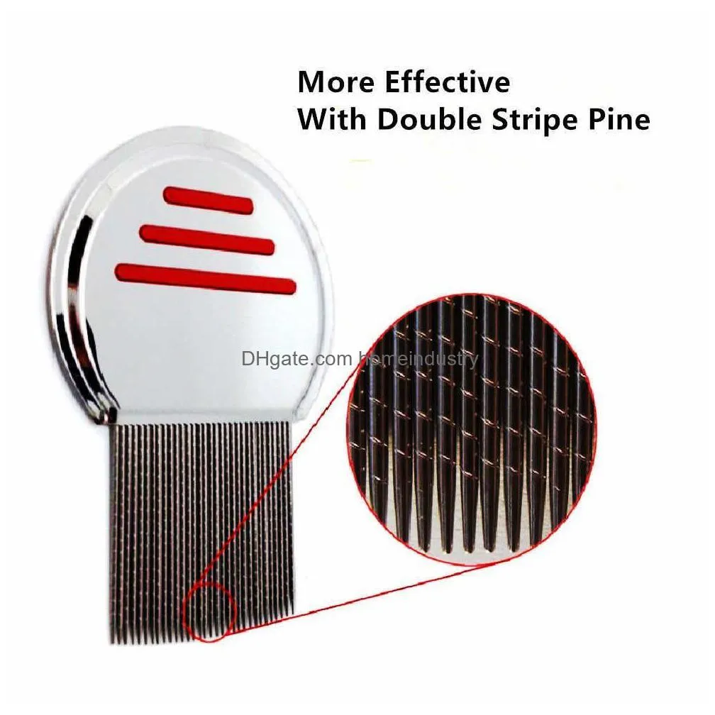 stainless steel terminator lice comb nit kids hair rid headlice super density teeth remove nits comb metal hair brushes hair