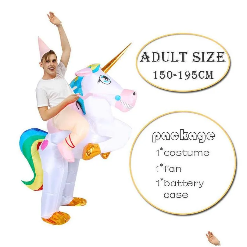 funny carnival cosplay flamingo inflatable costumes halloween costume for adult men women unisex dress purim costume party y0827