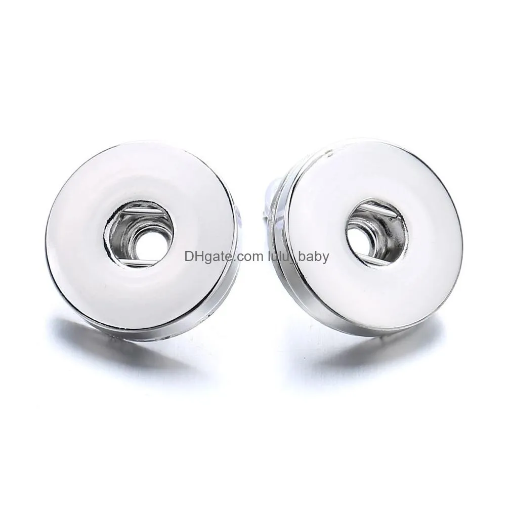 simple silver plated 12mm 18mm snap button stud earrings for women men snaps buttons jewelry