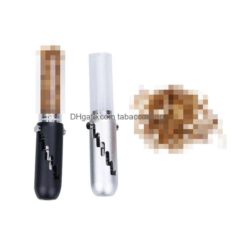 portable chipman smoking pipes mj420 spring loaded dry herb kit with 17mm diameter aluminum twisty glass blunt vaporizer smoking pipe