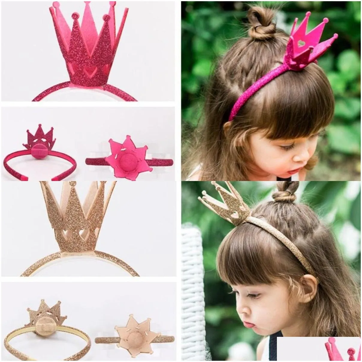 kids girls party hair hoop shiny tiara crown hair hoop birthday headwear hairband for year fairy party christmas costumes