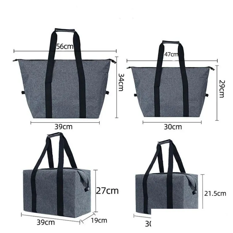  folding thermal insulation lunch tote bag large capacity outdoor portable aluminum foil picnic lunch bag