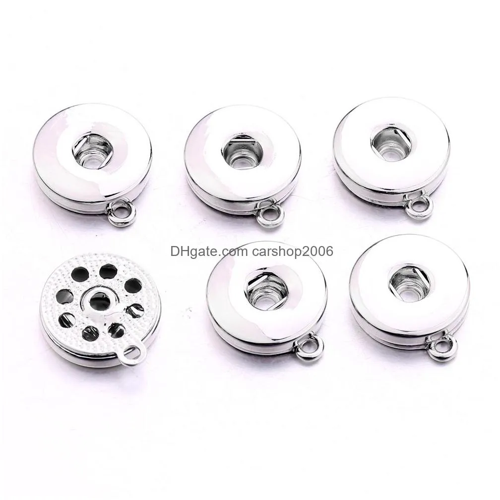 silver gold alloy 18mm ginger snap button base charms for snaps bracelet earrings necklace diy jewelry accessory