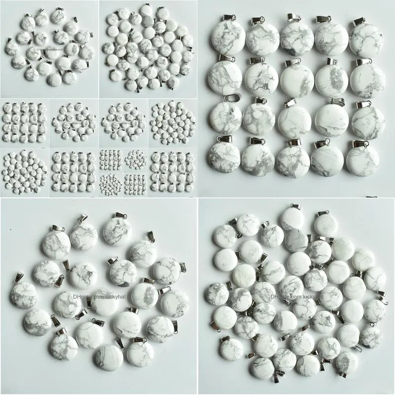 natural stone charms round howlite pendant turquoise pendants chakras gem stone fit diy earrings necklace making assorted