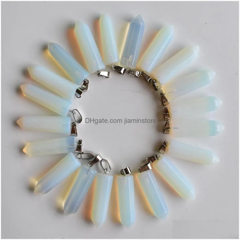 natural stone opal charms pillar pendants for jewelry necklace marking